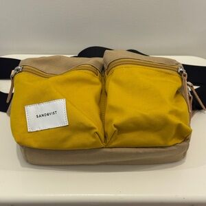 Sandqvist Paul Hip Bag, Belt Bag, Fanny Pack Yellow & Tan Canvas Leather